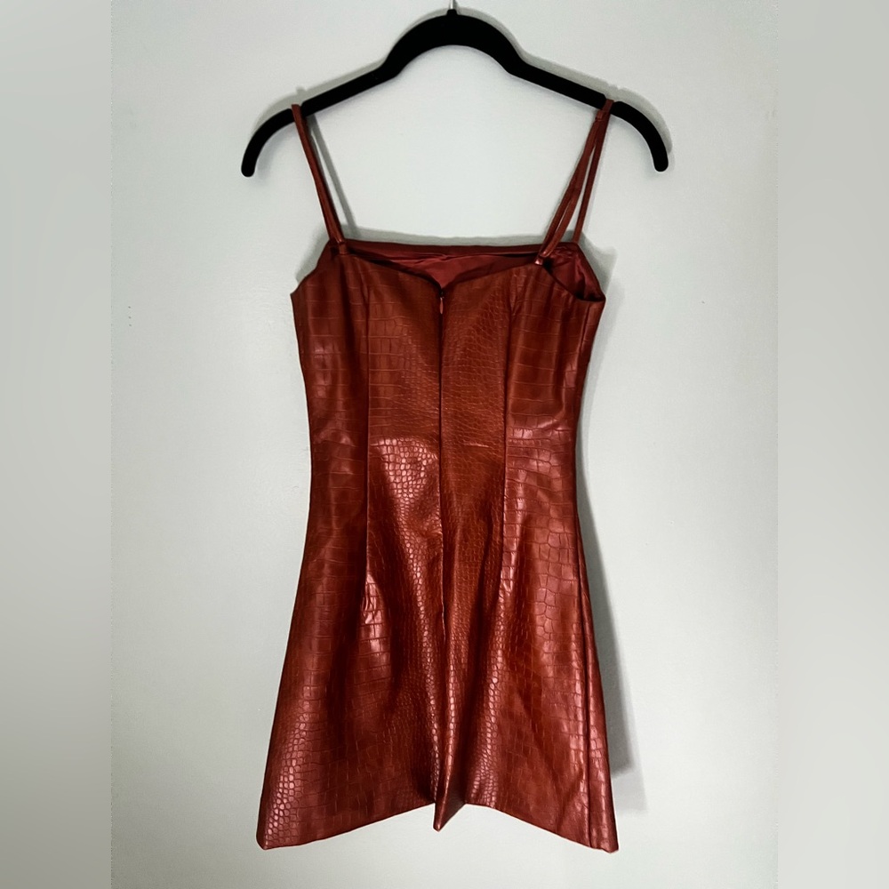 Bardot Tan Croc Mini Dress - Picture 3 of 4